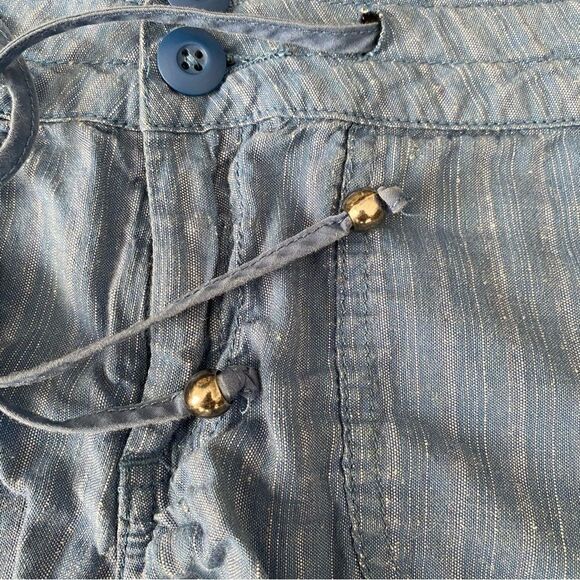 Prana Retro Vinia Shorts Sunwashed Blue Striped Organic Cotton Hemp Beach… - Picture 4 of 5